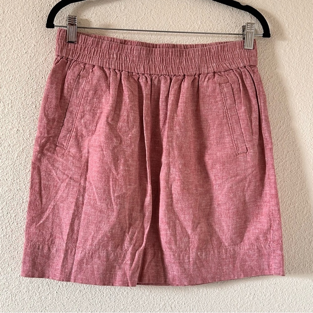 LOFT Linen Blend Mini Pocket Skirt heather Salmon Women size Small